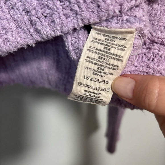 Free People Best Of You V Neck Crochet Oversized Purple Moon Lavender Sweater - Picture 9 of 10